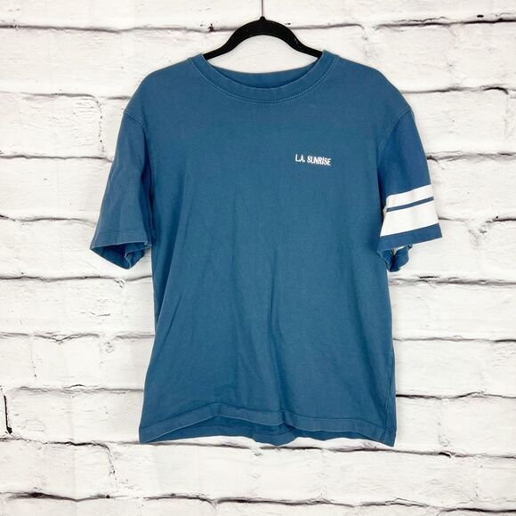 Zara Men's L.A. Sunrise Graphic T-Shirt Blue Size L Short Sleeve - Picture 1 of 6